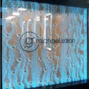 Bubble Wall Water Feature G Michael Salon__IN- enclosed water feature blue