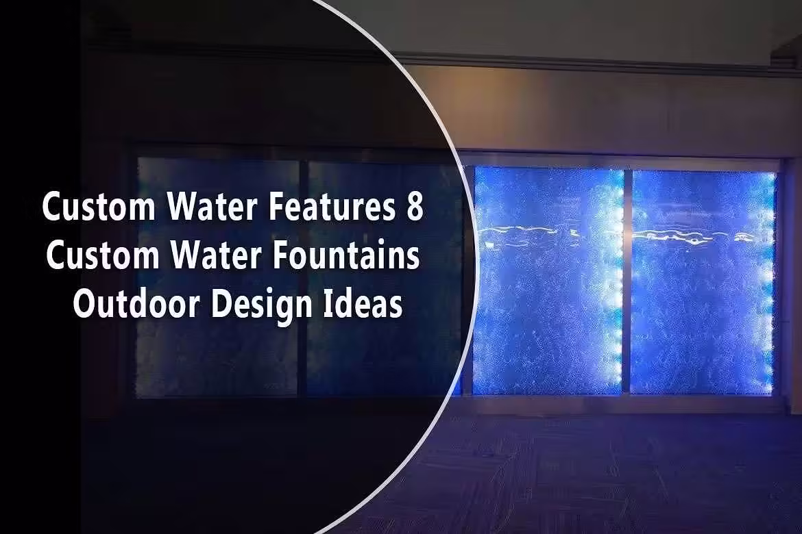 Custom water feature display showcasing illuminated bubble wall design, emphasizing outdoor fountain ideas and creative water installations.