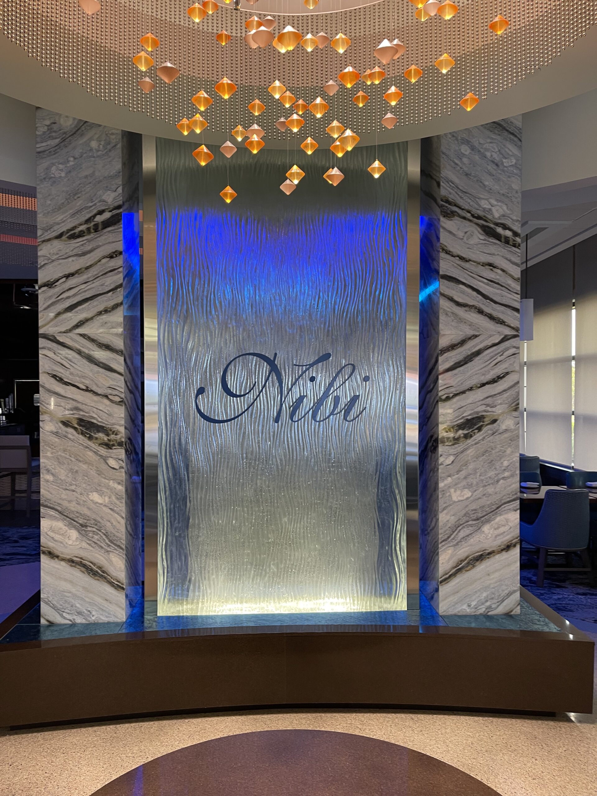 Enclosed Textured Glass Water Wall at Firekeepers Casino in Battle Creek, Michigan - Image 2