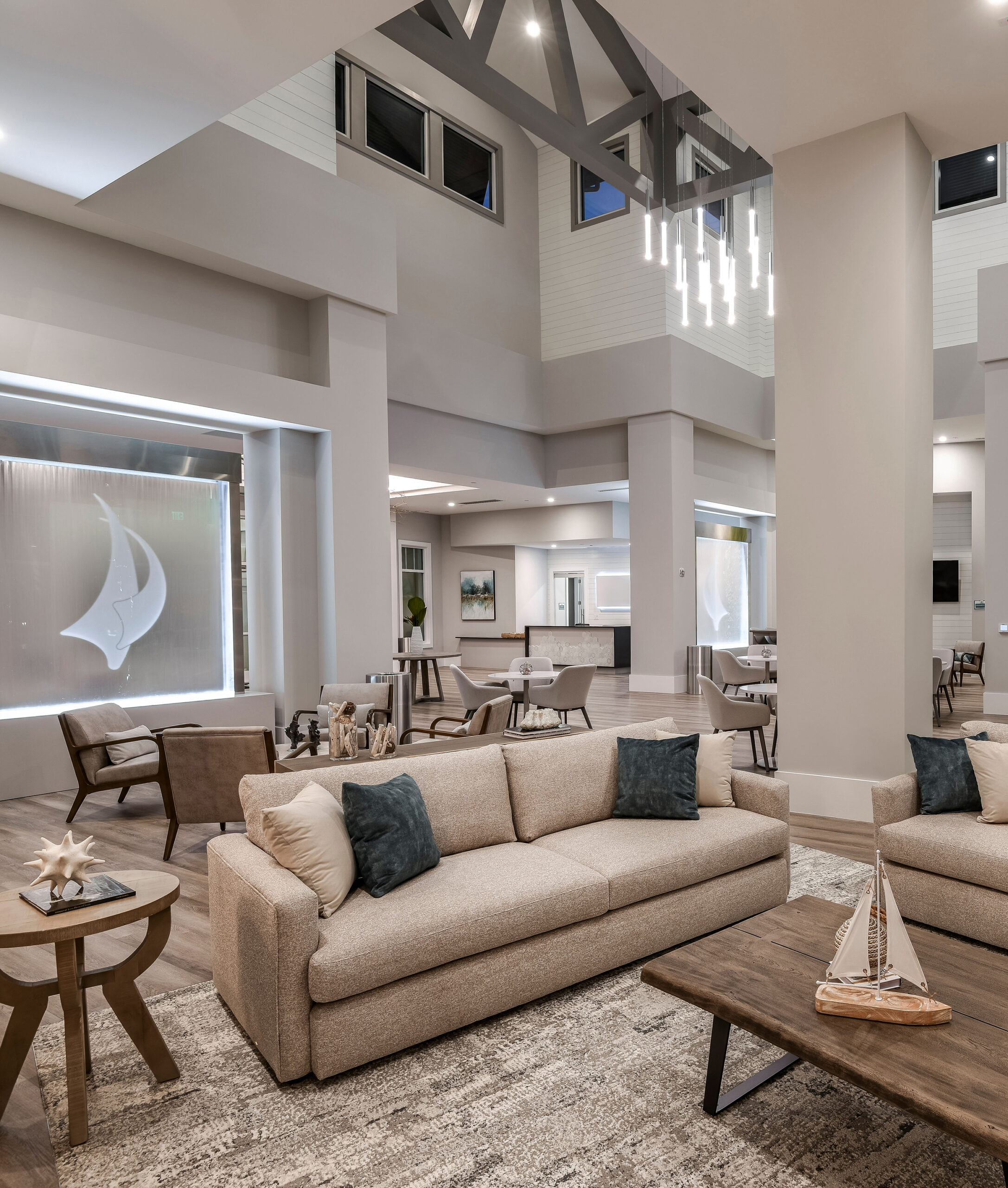 Enclosed Water Wall at Del Webb Bayview Club House in Florida 2