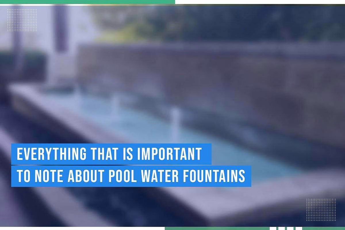 Pool water fountain design featuring a modern aesthetic, with flowing water, complementing the theme of enhancing indoor and outdoor environments for businesses.