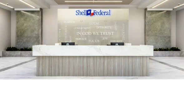 Frameless Glass Water Wall at Shell Federal Credit Union Headquerters in Deer Park Houston, Texas