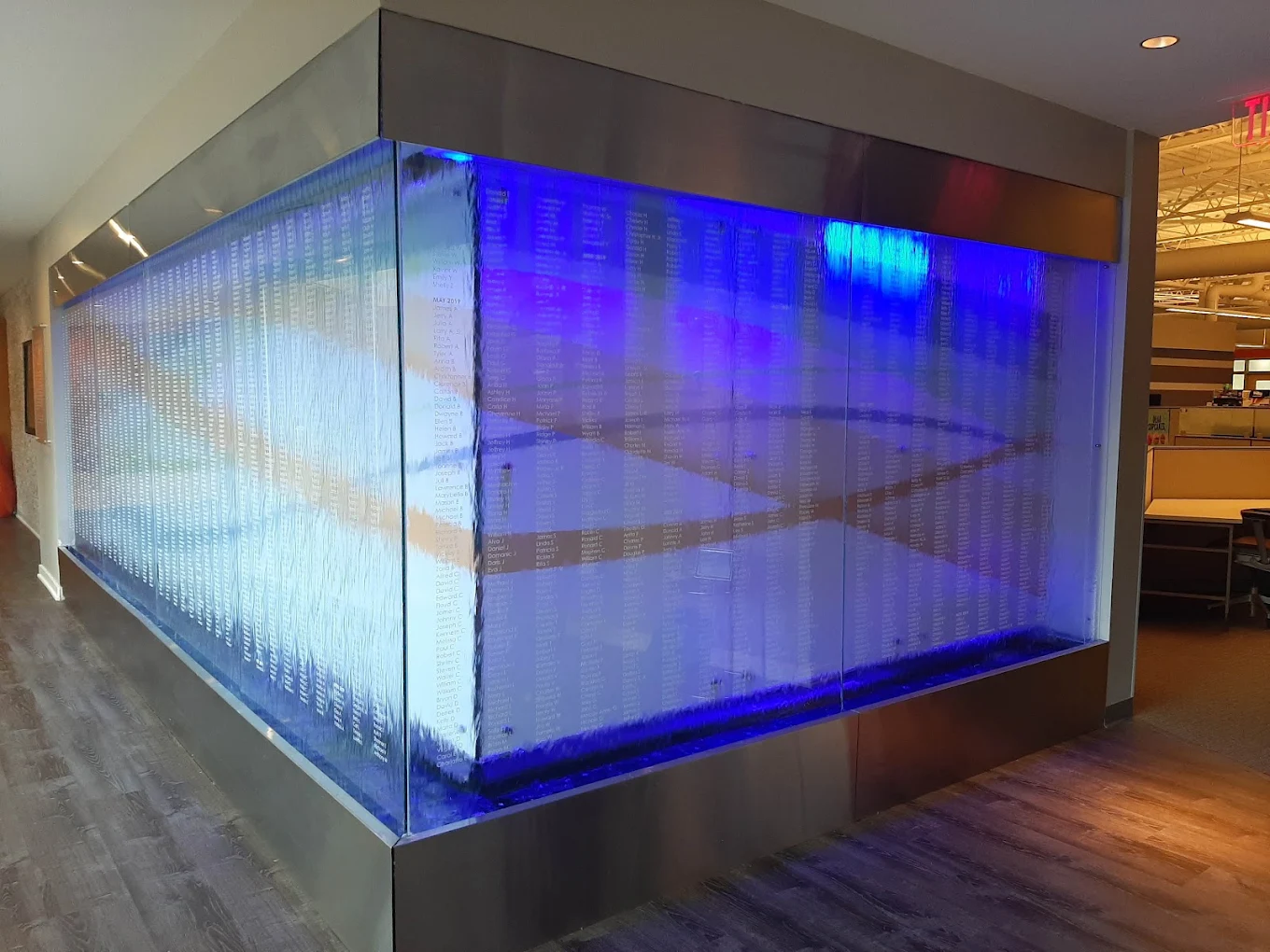Glass Water Wall with Vinyl Logo-Enclosed-Indiana Donor Network 2 - Image 2