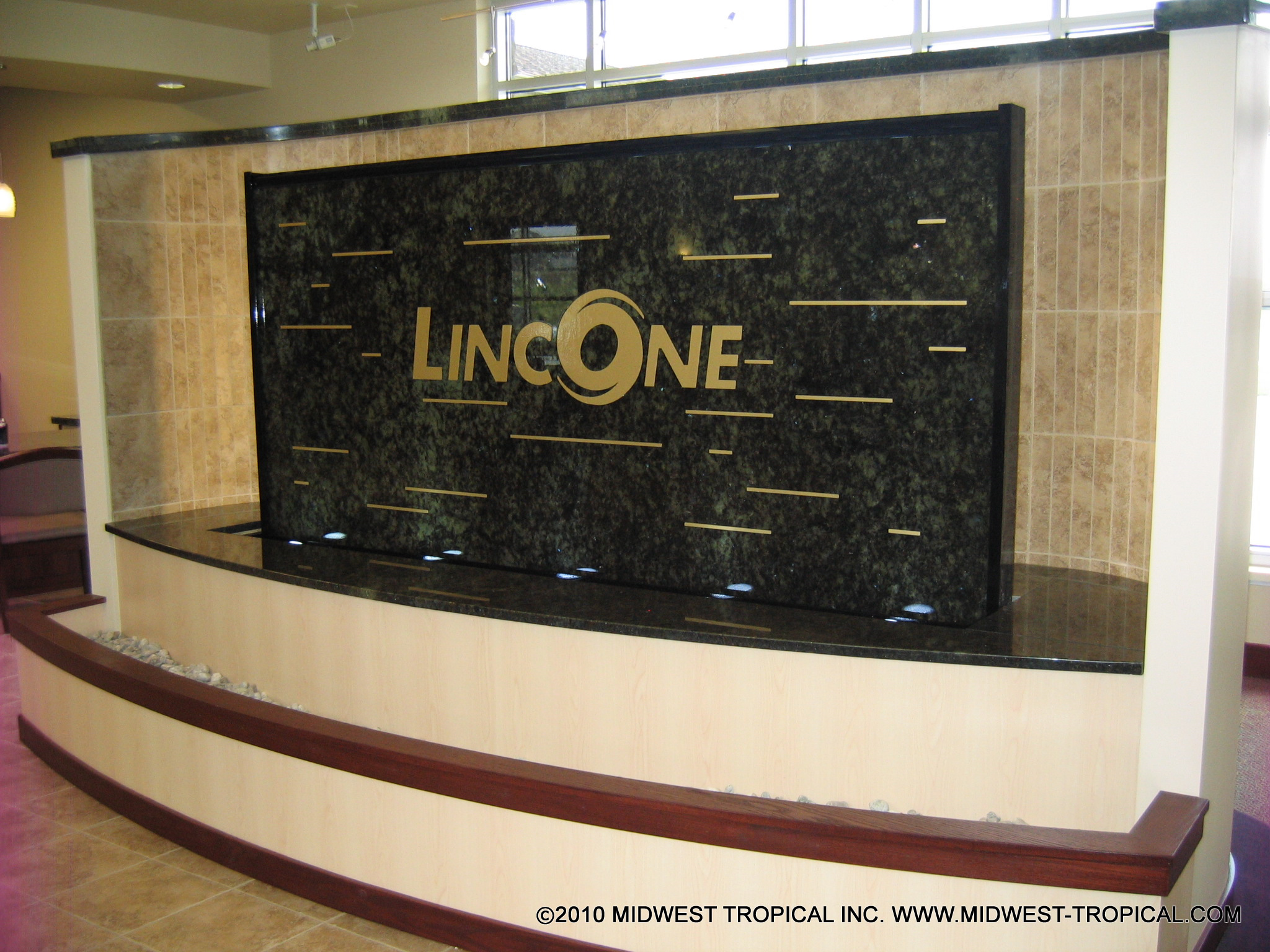 Acrylic Water Features 55 Granite Waterfall at LincOne Credit Union in Nebraska Copy