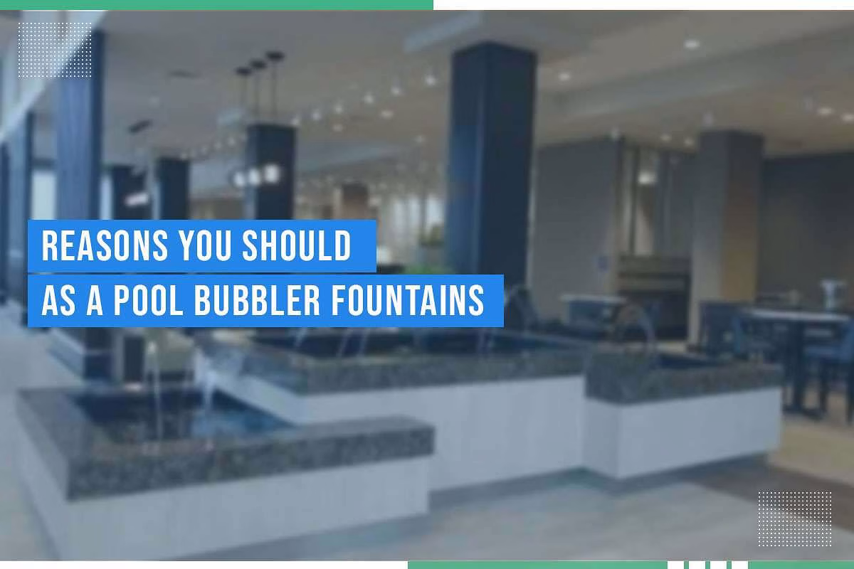 Modern indoor space featuring pool bubbler fountains with decorative stone bases, highlighting reasons to enhance environments with water features.