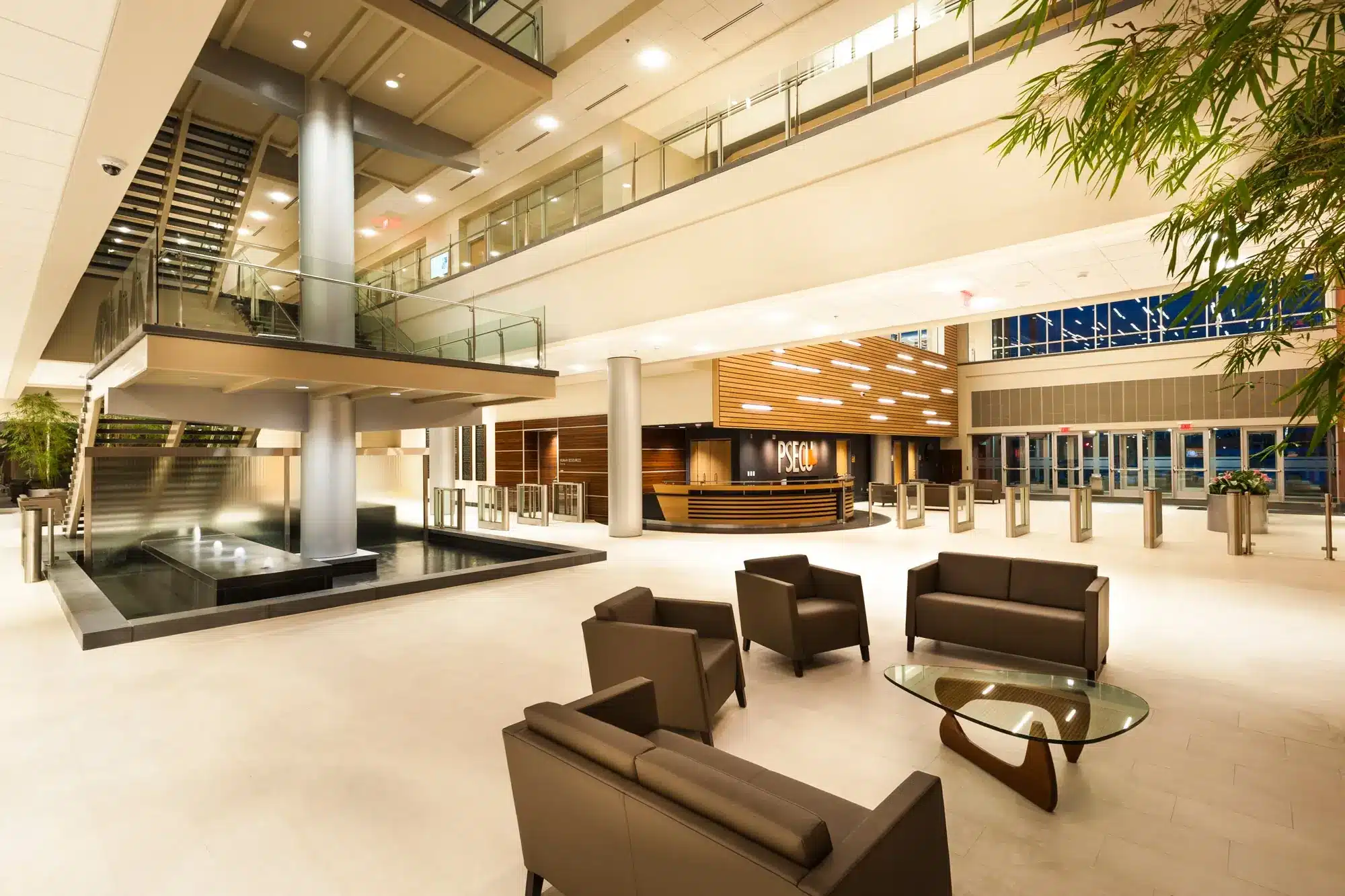 Reflection Pools & Fountains 26 Reflection Pool with Bubbler Jets and Glass Water Wall with Stainless Steel at PSECU Credit Union in Harrisburg Pensylvania 2 2