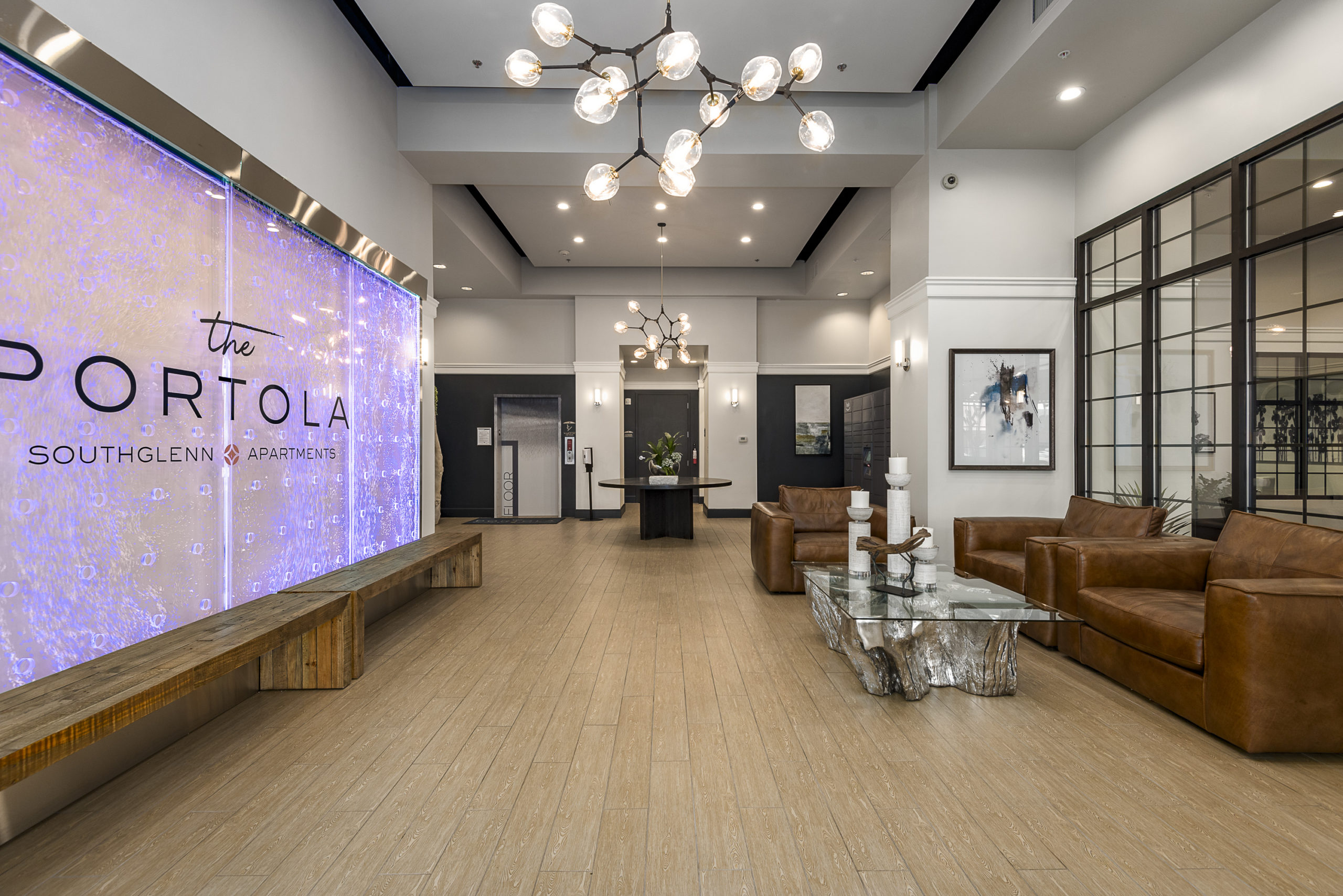 Bubble Walls 359 Rod Style Swirley Bubble Wall with Stainless Steel Frame at Portola Apartments Denver Colorado 2