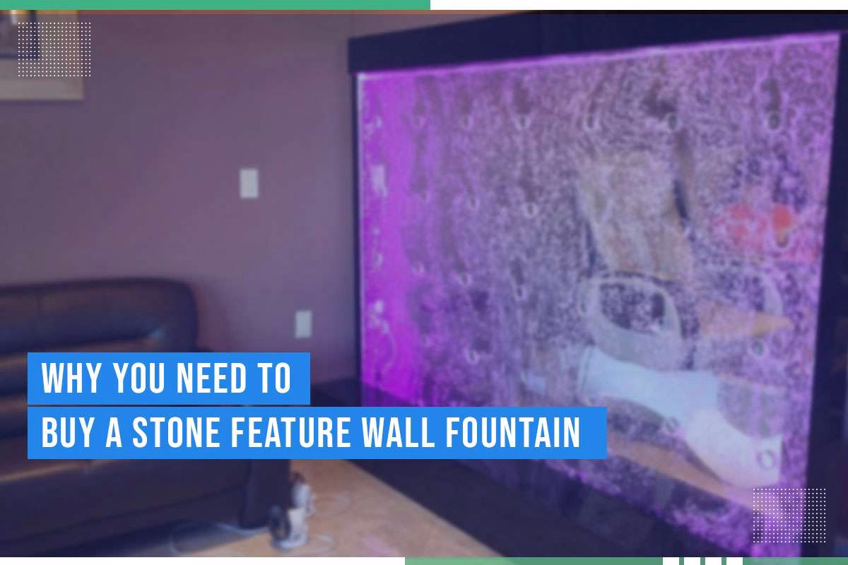 Stone feature wall fountain with illuminated water flow, enhancing indoor ambiance, promoting relaxation and connection with nature.