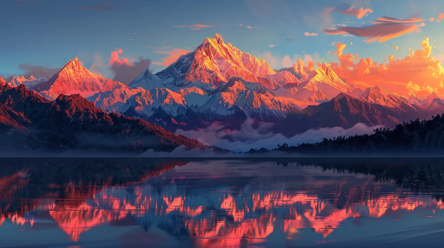 Outdoor Rain Safety: Best Practices for Weather Challenges 2 a breathtaking landscape features a vibrant sunset casting golden and crimson hues across serene mountain peaks, reflecting on a tranquil lake below.