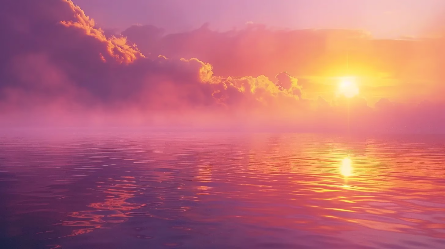 Bubble Waterfall Ideas to Enhance Your Outdoor Area 1 a breathtaking sunrise illuminates a tranquil lake, with mist rising gently from the water's surface and vibrant colors reflecting off the calm, glassy expanse.