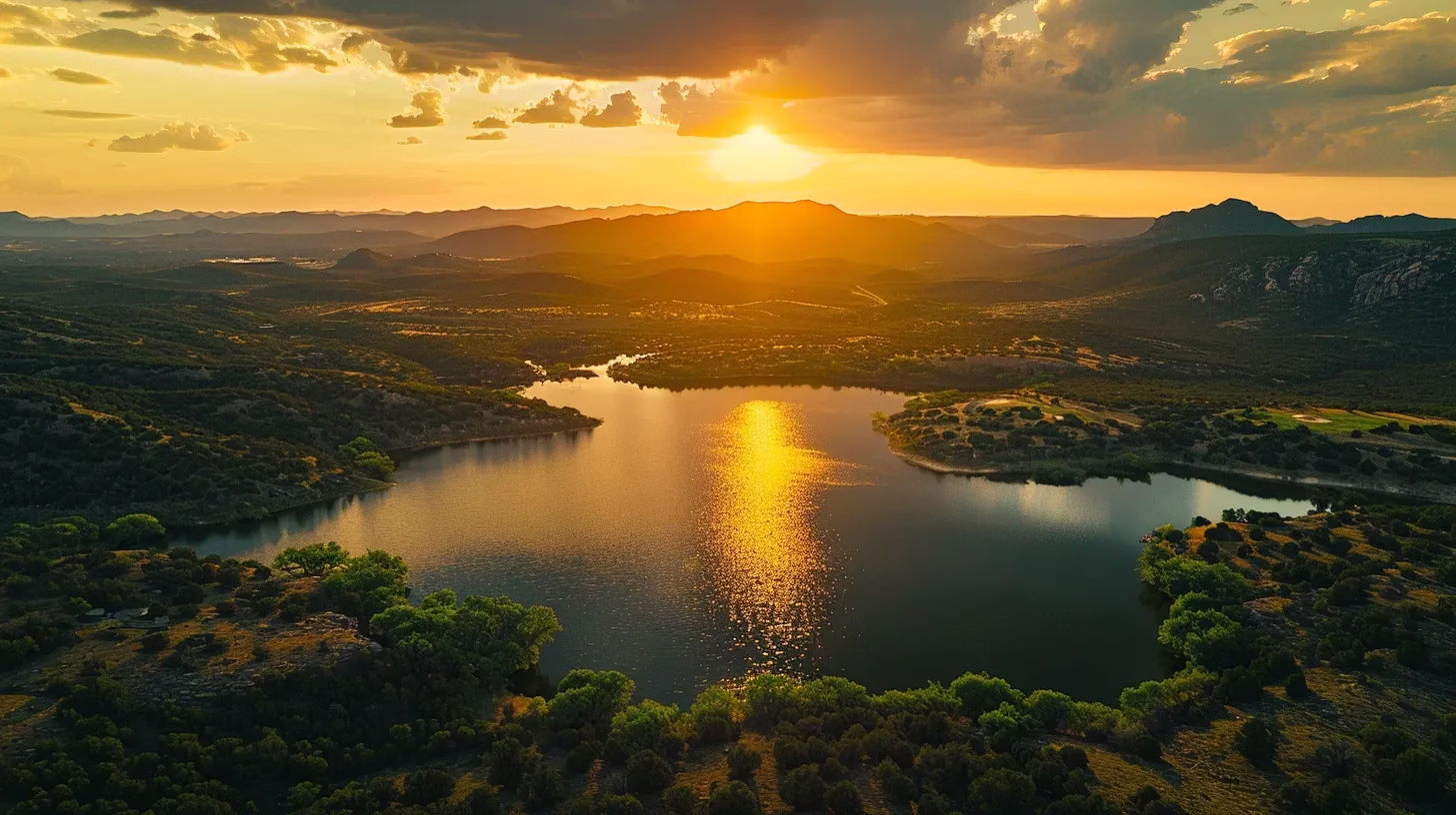 How Wall Water Adds Serenity to Your Surroundings 6 a breathtaking sunset casts a warm golden hue over a tranquil lake, reflecting the vibrant colors of the sky and surrounded by lush green mountains.