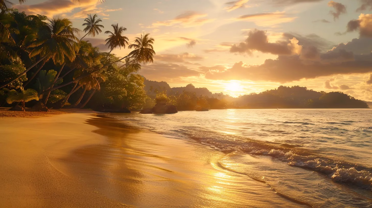 How Wall Water Adds Serenity to Your Surroundings 2 a breathtaking sunset casts golden hues over a tranquil beach, where gentle waves lap against the shore, creating a serene atmosphere of peace and reflection.