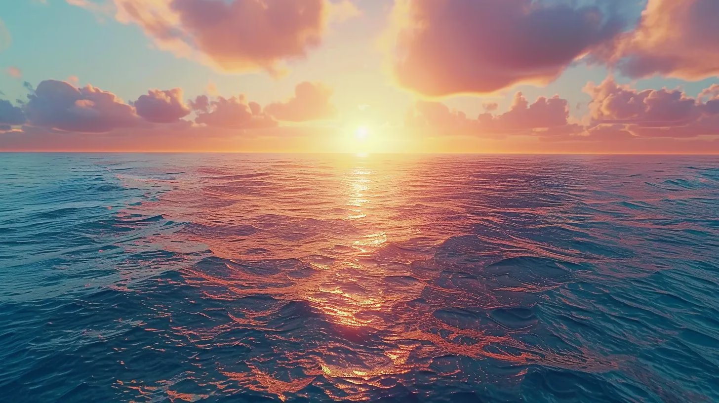 Slate Water Feature Maintenance Tips for Homeowners 1 a breathtaking sunset casts vibrant hues of orange and pink across the tranquil ocean, with gentle waves reflecting the glowing sky in a serene coastal landscape.