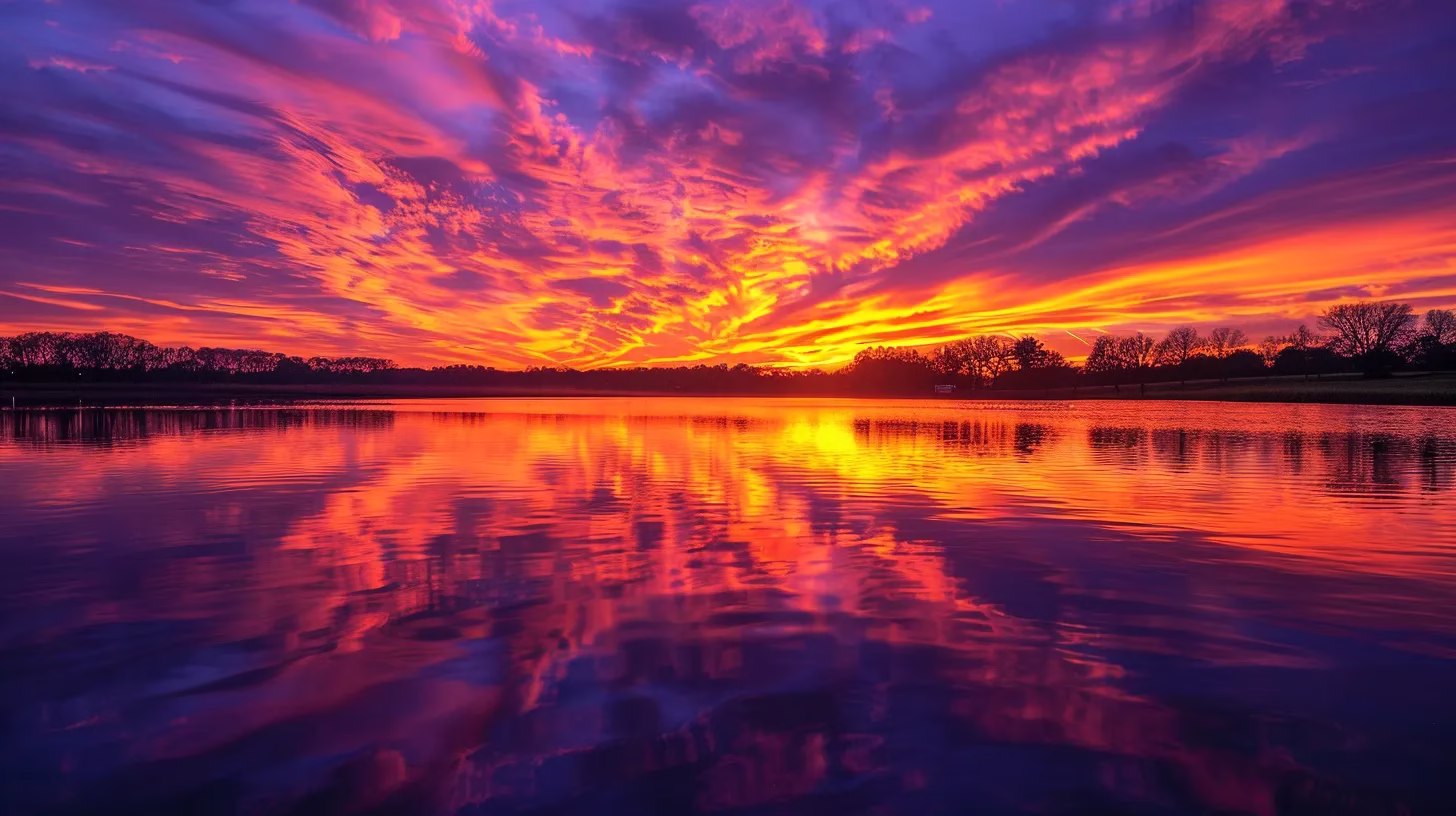 Must-Have Fountain Accessories for Every Garden Lover 5 a breathtaking sunset casts vibrant hues of orange and purple over a tranquil lake, reflecting the serene beauty of nature in perfect harmony.