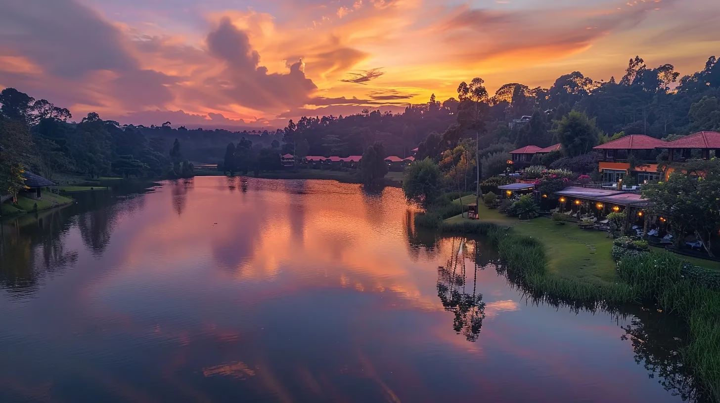 Find Great Deals Near Me for Sale Today 3 a breathtaking sunset casts vibrant hues of orange and purple over a tranquil lake, reflecting the colorful sky and surrounded by lush greenery, capturing the essence of serene beauty.