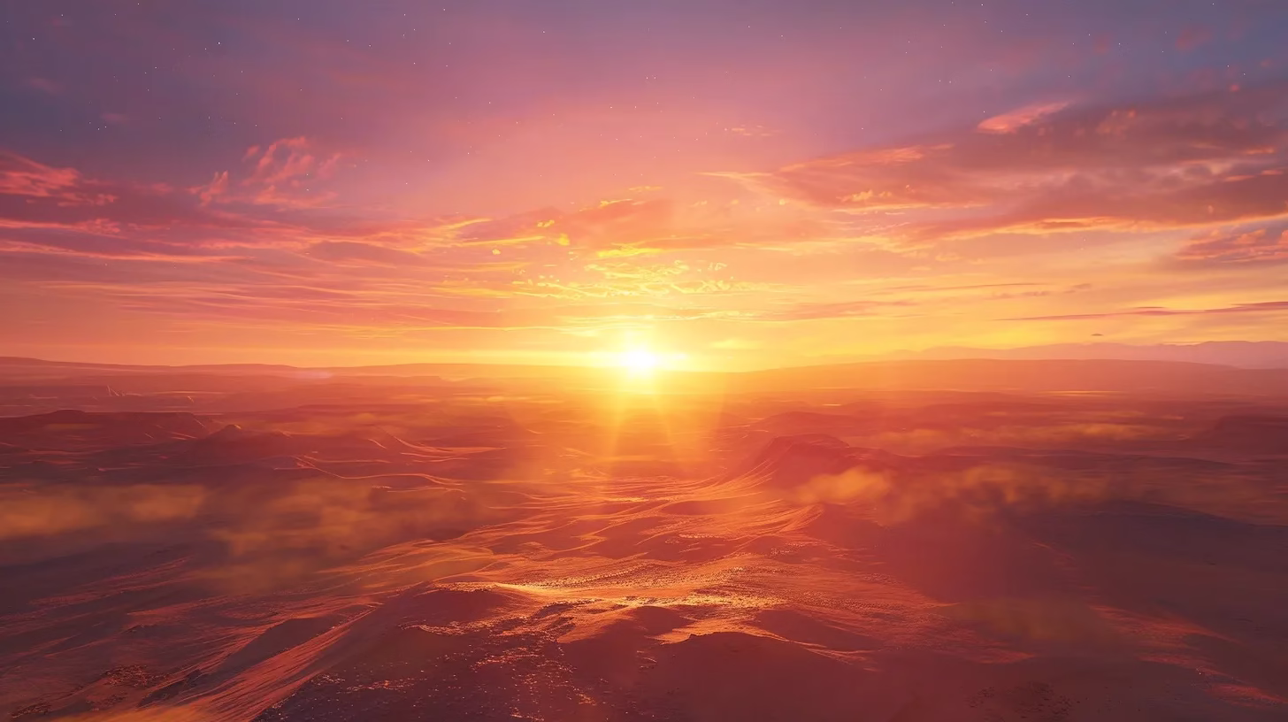 Incorporating a Square Fountain Into Your Backyard 6 a breathtaking sunset illuminates a vast desert landscape, casting golden hues over rolling sand dunes under a sky streaked with vibrant oranges and purples.