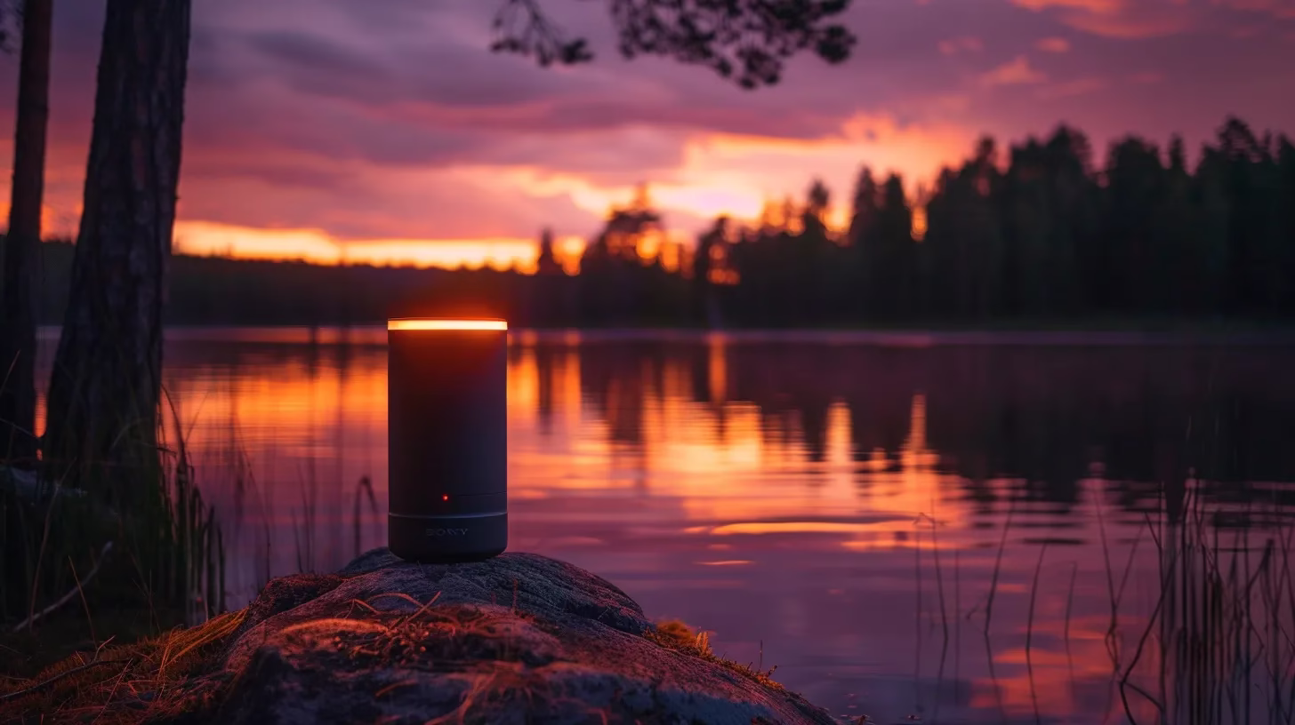 Explore Local Parks With Stunning Fountains Nearby 1 a breathtaking sunset illuminates a tranquil lake, reflecting vibrant hues of orange and purple while surrounded by tall, lush pine trees.