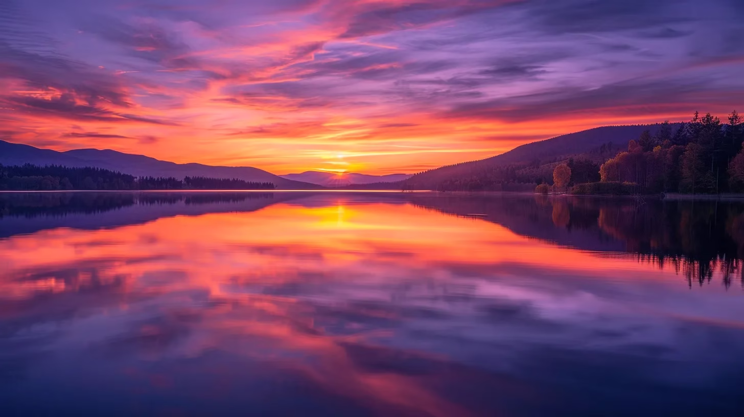 How an Interior Fountain Enhances Home Design 2 a breathtaking sunset over a tranquil lake reflects vibrant hues of orange and purple, creating a serene atmosphere that invites contemplation.