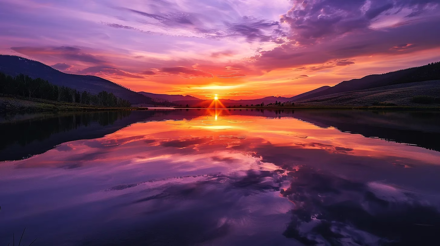 Understanding Feature Design for User-Centric Solutions 2 a majestic sunset casts vibrant hues of orange and purple over a tranquil mountain lake, reflecting the serene beauty of the landscape in perfect symmetry.