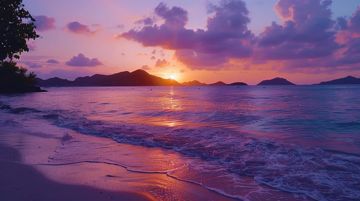 Advantages of Using a Mesh Wall for Outdoor Areas 1 a mesmerizing sunset casts vibrant hues of orange and purple over a tranquil ocean, with gentle waves lapping against a pristine sandy beach, creating a serene and idyllic atmosphere.