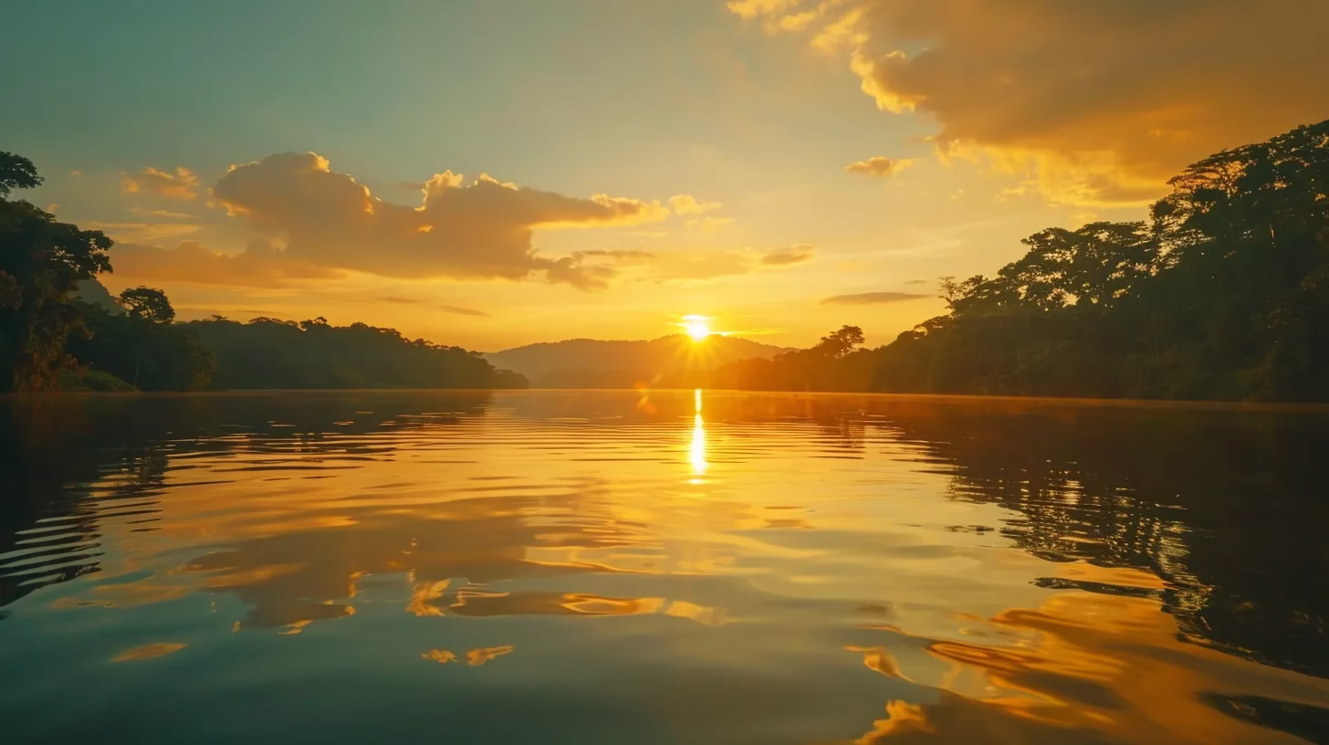 Stylish Indoor Stone Ideas for Modern Homes 6 a radiant sunrise cascades golden light over a tranquil lake, reflecting the vibrant hues of the sky and surrounding lush trees, creating a serene and harmonious landscape.