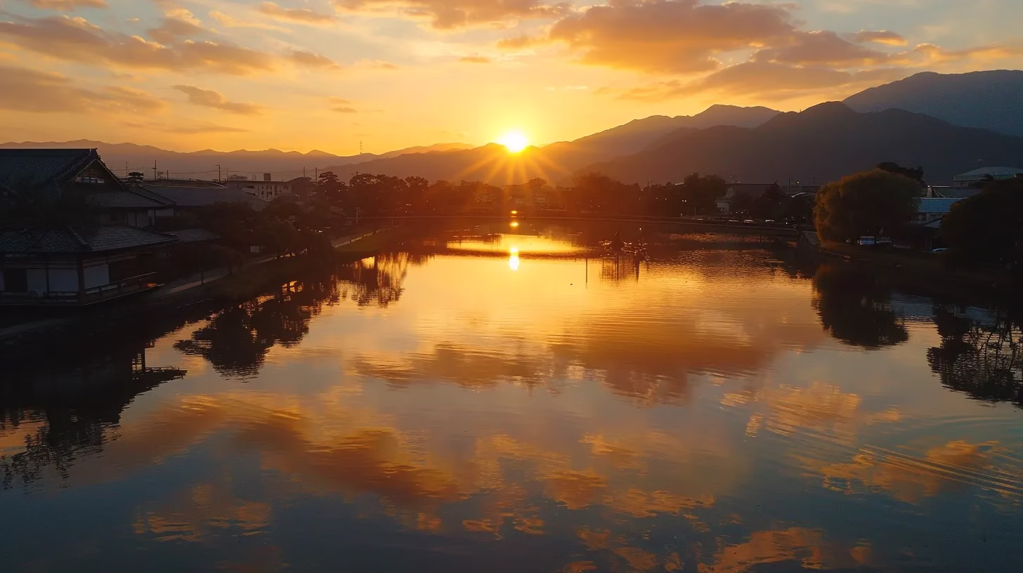 Achieve Elegance With a Beautifully Designed Tall Wall 5 a radiant sunset casts golden hues across a serene lake, reflecting the vibrant colors of the sky and creating a tranquil atmosphere.