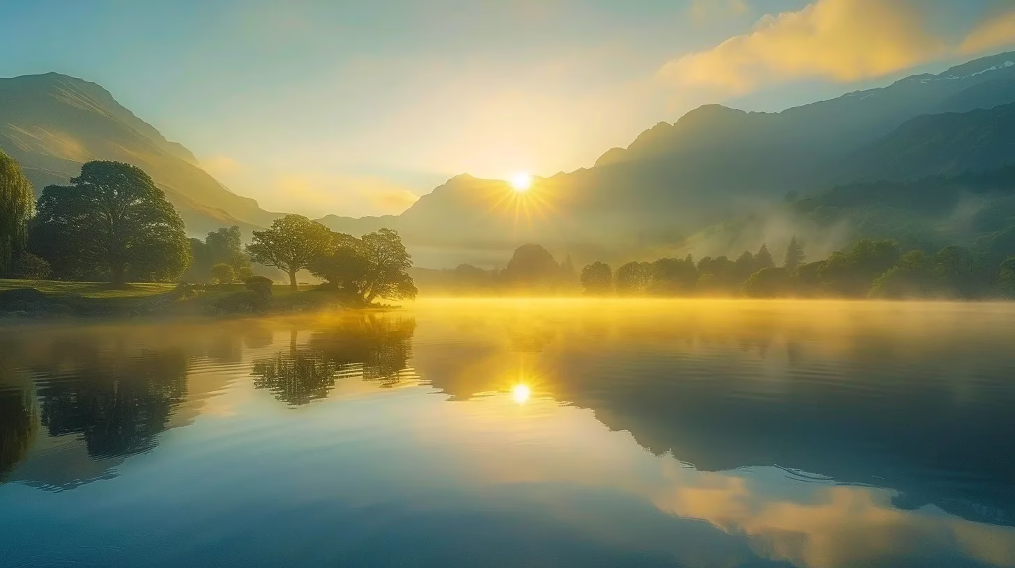 Creative Ideas for Wall Partition Design and Style 2 a tranquil morning landscape unfolds with mist-blanketed hills bathed in soft golden sunlight, where a serene lake mirrors the vibrant hues of dawn, creating a breathtaking symphony of nature.