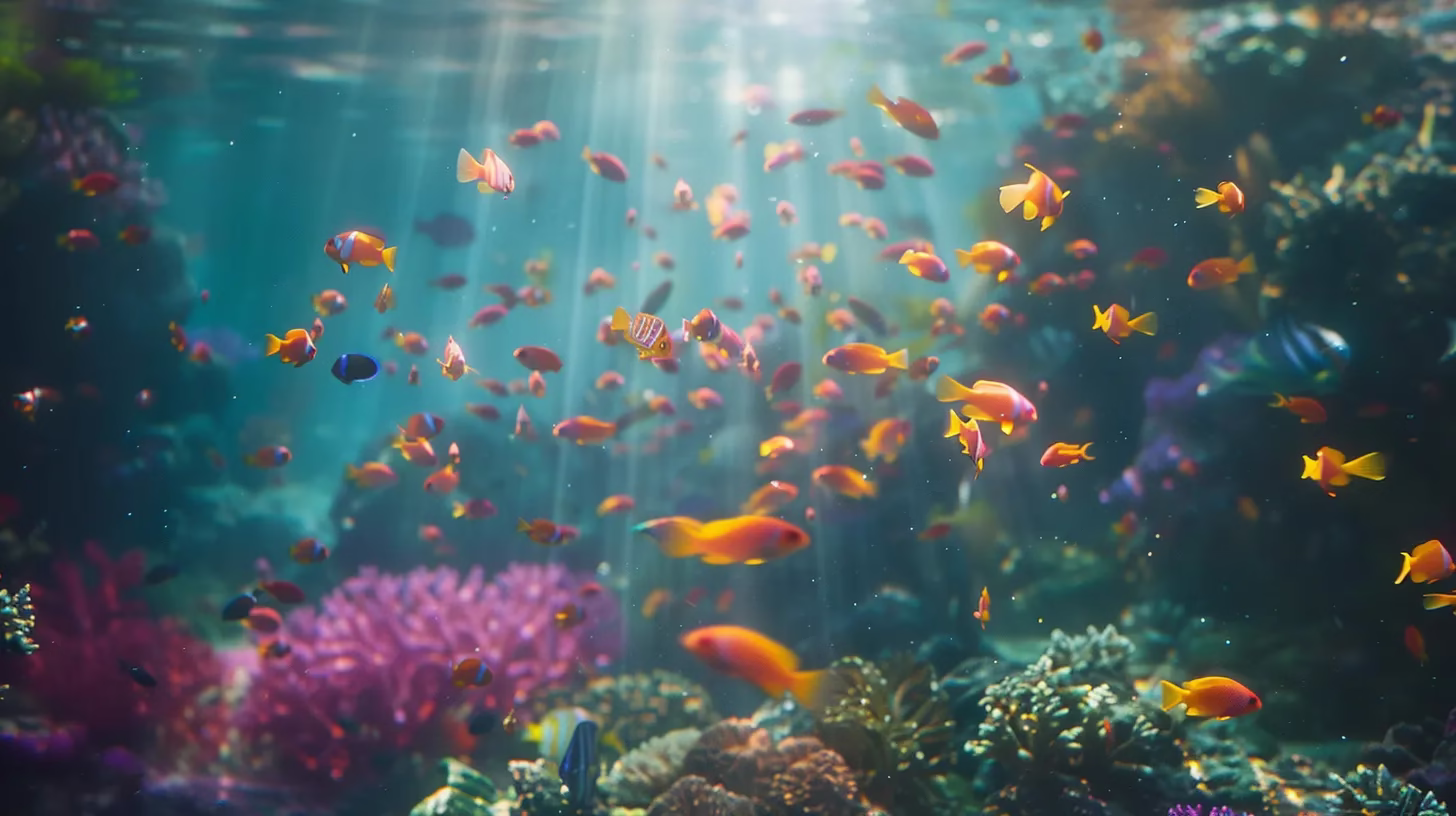 Exploring the Best Water Fountains Near Your Location 1 a vibrant coral reef teems with colorful fish and intricate marine life, illuminated by the golden rays of sunlight filtering through crystal-clear turquoise waters.