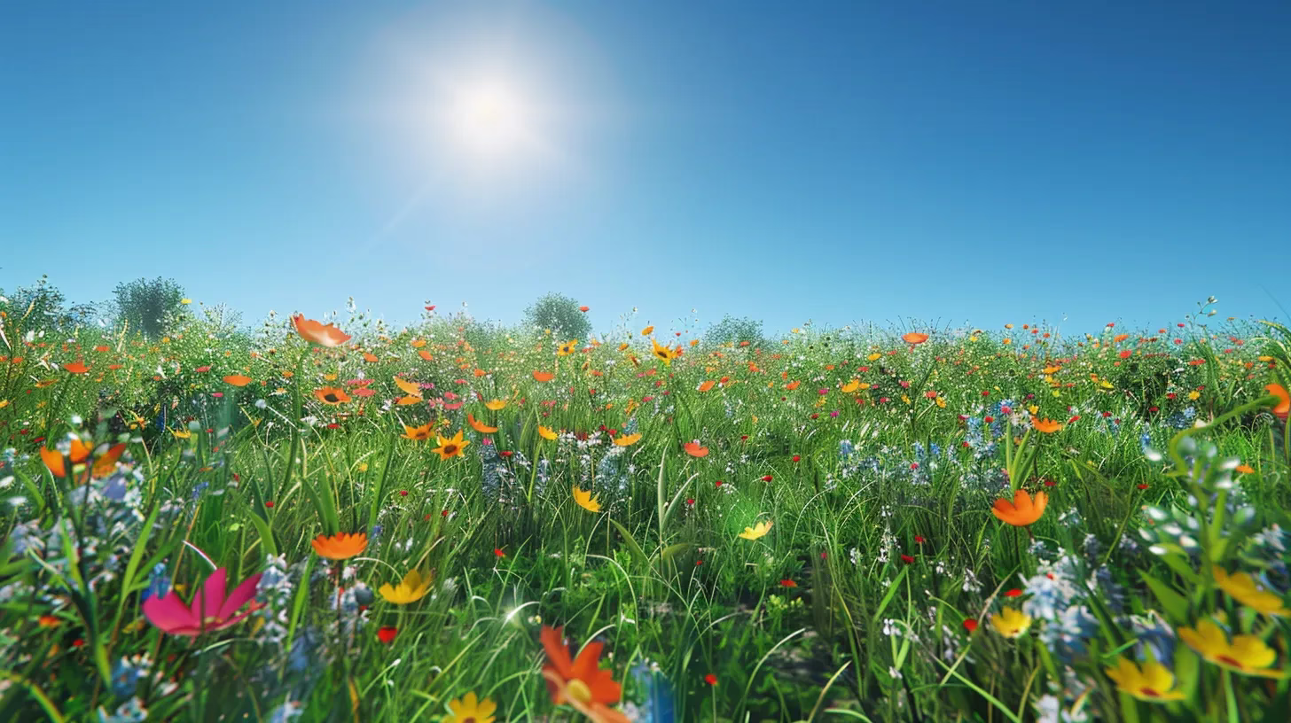 Benefits of Adding an Indoor Water Fall to Your Home 3 a vibrant, sunlit meadow bursts with wildflowers in full bloom, their colors shimmering under a clear blue sky, inviting a sense of peace and natural beauty.