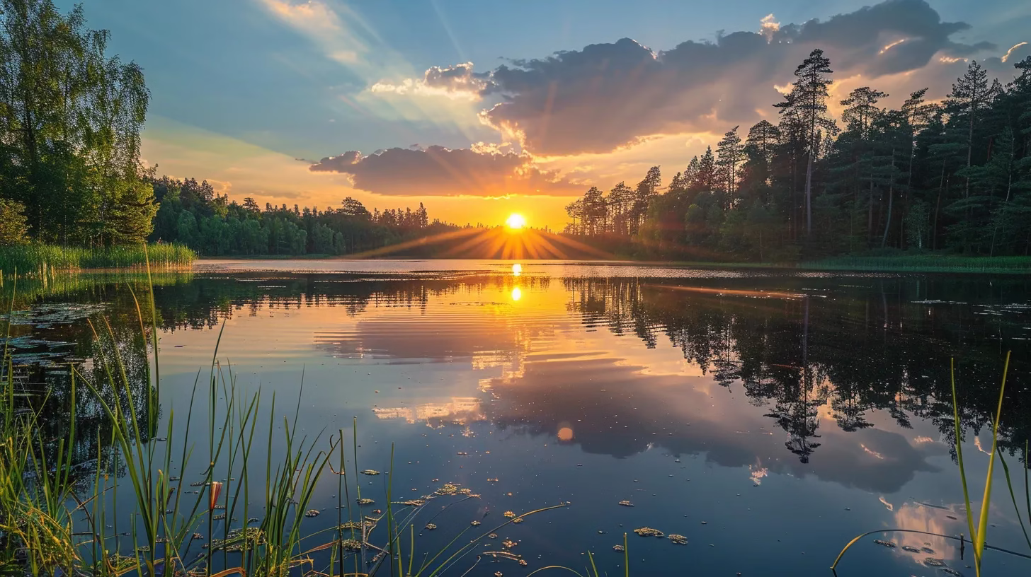 Understanding the Impact of Black Water on Ecosystems 3 a vibrant sunrise casts golden hues over a serene lake, reflecting the lush greenery of the surrounding forest and creating a tranquil atmosphere.