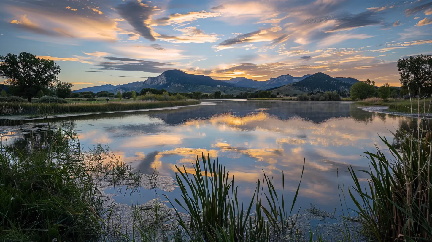 Elevate Your Interior With Trendy Lighting Solutions 5 a vibrant sunset casts a golden glow over a tranquil lake, where majestic mountains reflect in the still waters, creating a serene and breathtaking landscape.