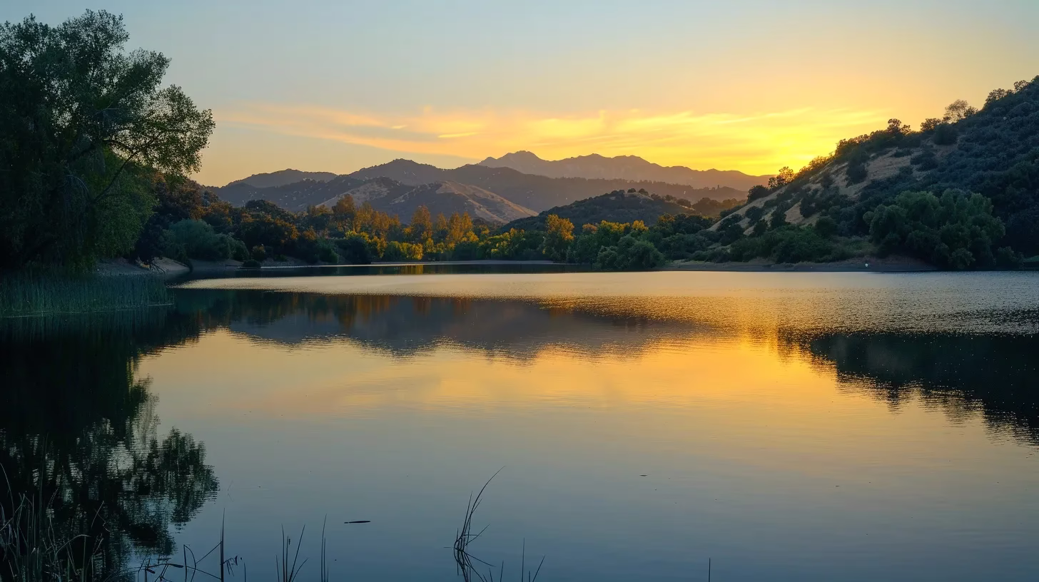 Effective Wall Design Strategies for Ultimate Style 6 a vibrant sunset casts golden hues over a serene lake, with majestic mountains rising dramatically in the background, reflecting the breathtaking colors in the still water.