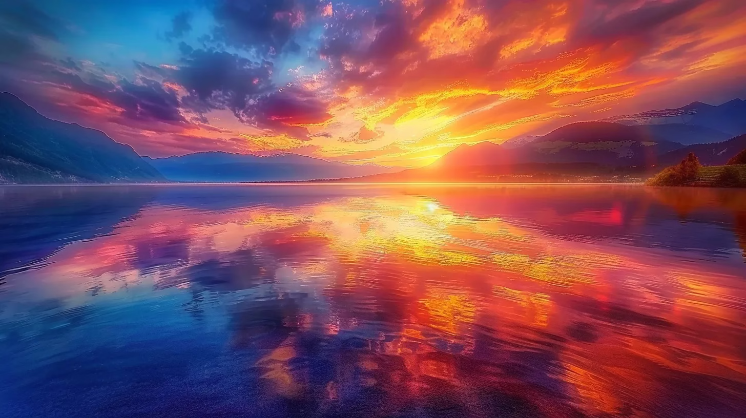 Enhance Your Garden With Stone Water Features 2 a vibrant sunset casts golden hues over a serene lake, creating a breathtaking reflection of the colorful sky on the calm water's surface.