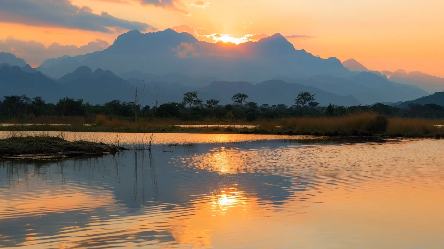 Quality Brands to Trust When You Buy Water Fountain 6 a vibrant sunset casts warm golden hues over a tranquil lake, reflecting the silhouette of majestic mountains in the distance, creating a serene and picturesque landscape.