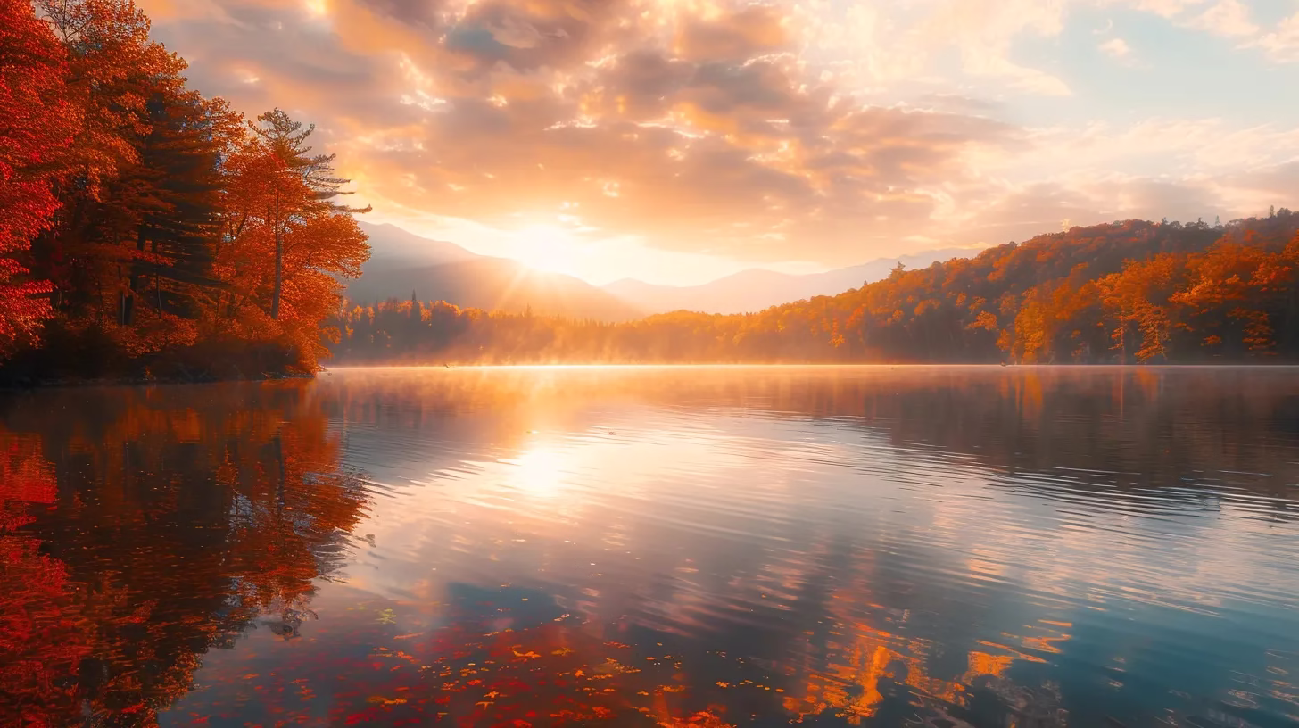 How to Choose the Right Material for Your Exterior Wall 2 a breathtaking sunrise casts an ethereal glow over a tranquil lake, surrounded by majestic mountains adorned with vibrant autumn foliage, reflecting a tapestry of warm oranges and golds on the still water's surface.