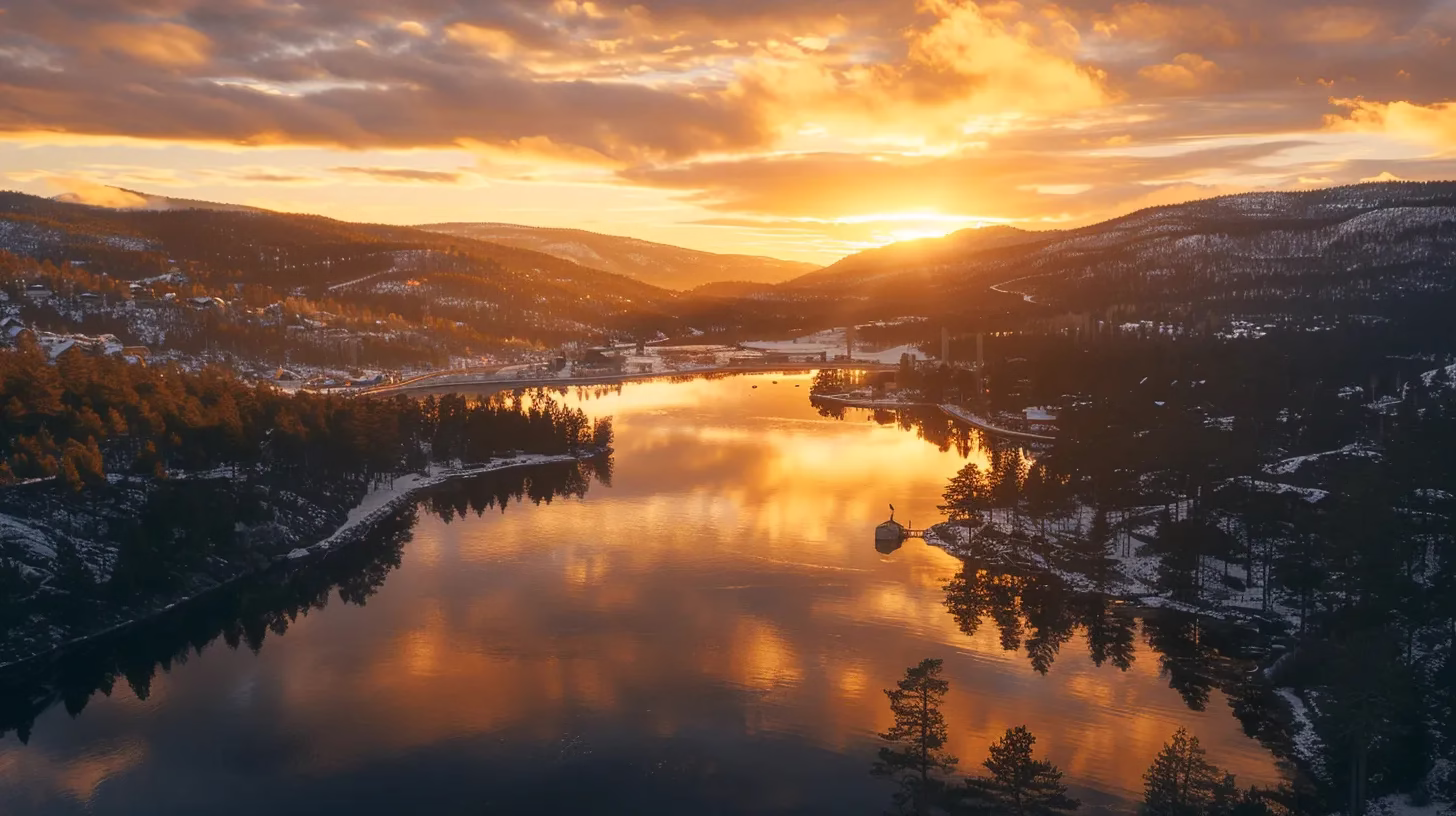 Exploring the Unique Aspects of Water's Composition 3 a breathtaking sunrise casts golden light over a serene mountain lake, reflecting the vibrant colors of the sky and surrounding pine forests, creating a harmonious and tranquil atmosphere.