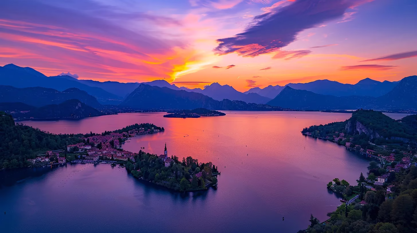 Must-Have Fountain Accessories for Every Garden Lover 4 a breathtaking sunset casts vibrant orange and purple hues over a tranquil lake, surrounded by majestic mountains, creating a serene and captivating atmosphere.