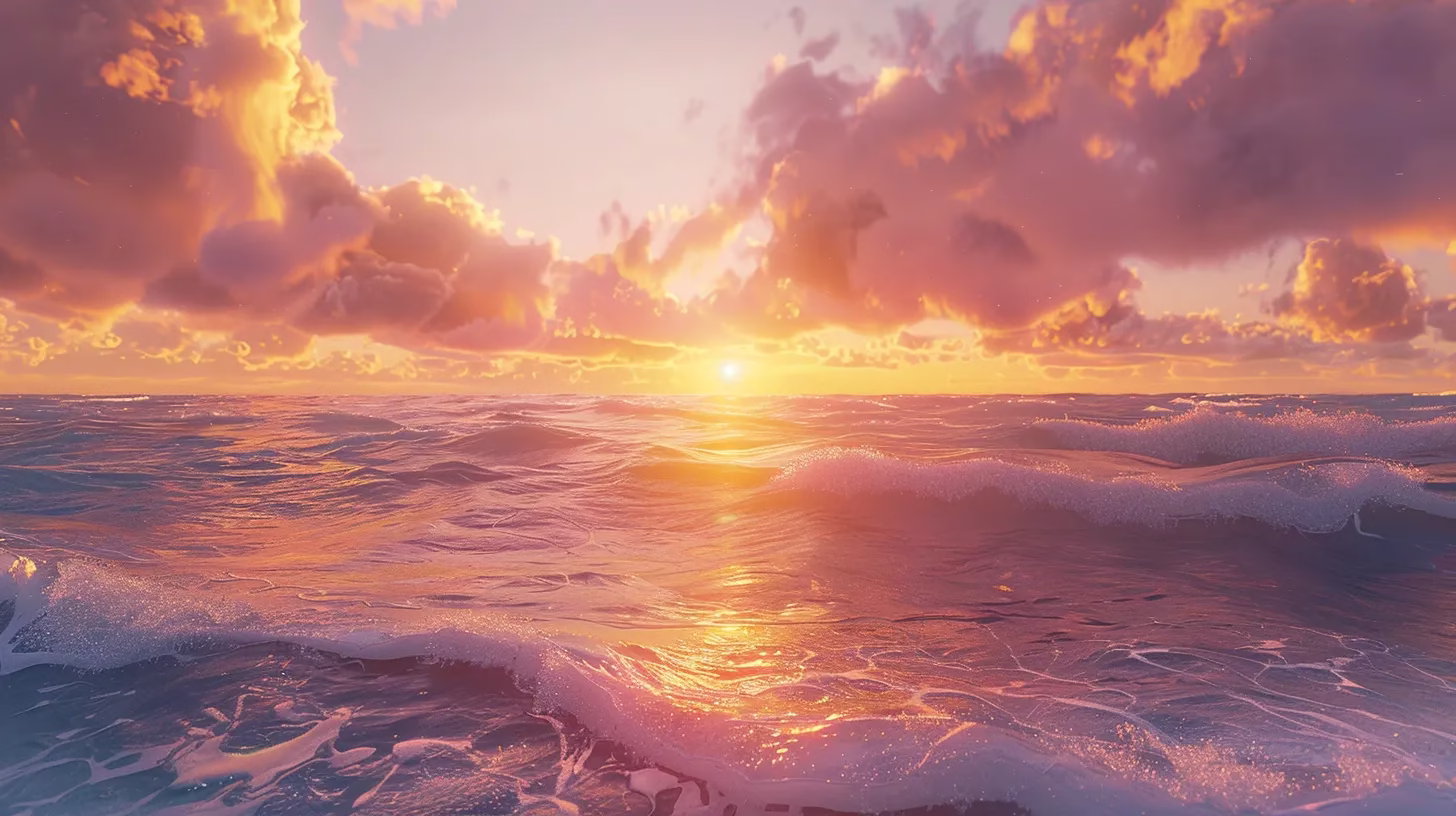 Exploring the Best Water Fountains Near Your Location 4 a breathtaking sunset over a tranquil ocean, where vibrant orange and pink hues reflect on the gentle waves, creating a serene and mesmerizing atmosphere.