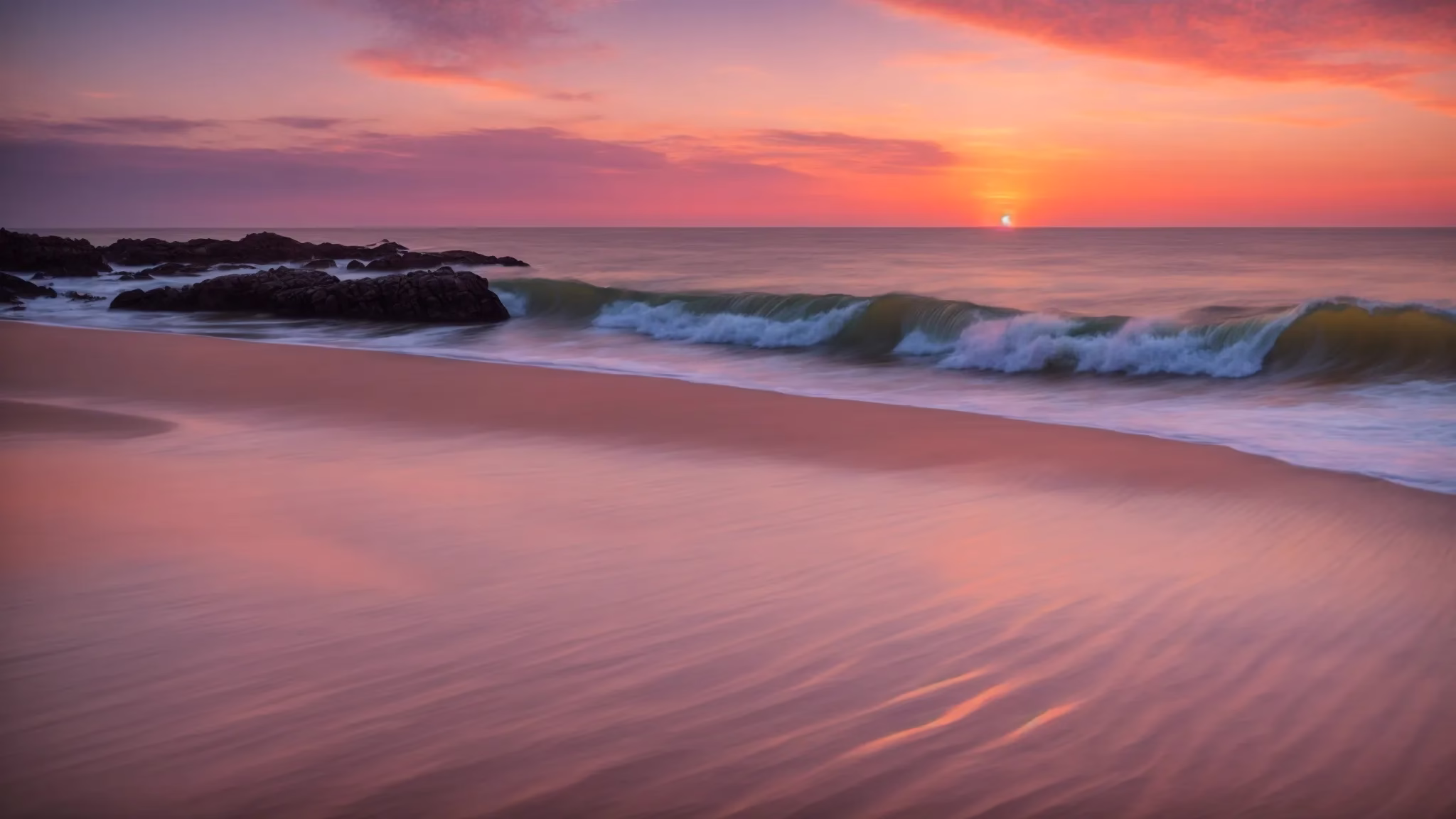 Ways to Add Charm to Your Small Garden Space 2 a mesmerizing sunset casts golden hues across a tranquil seascape, where gentle waves caress the shore under a sky painted with vibrant streaks of orange and pink.