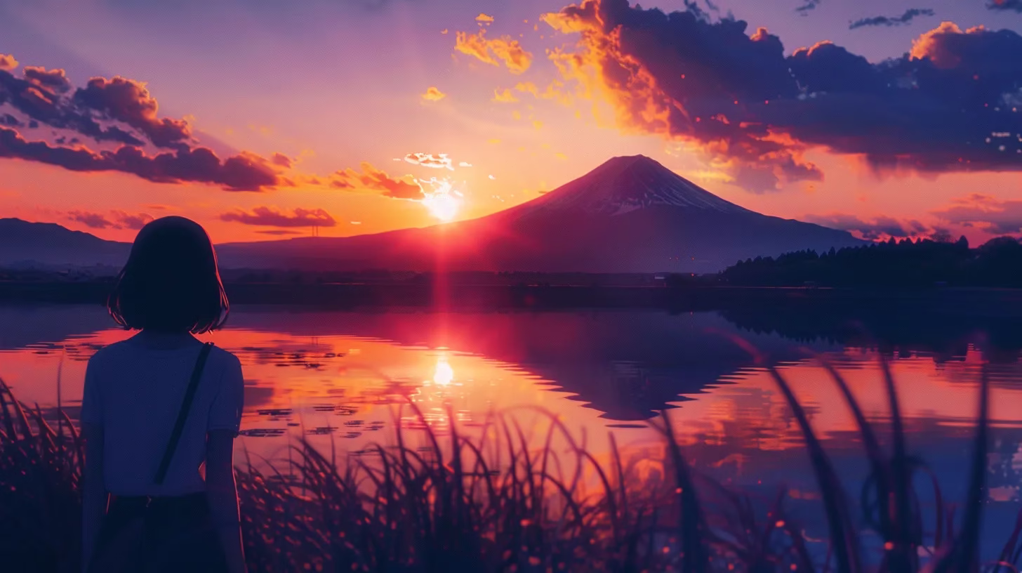 Ways to Brighten Up Your Small Wall Spaces 4 a mesmerizing sunset casts vibrant shades of orange and purple across a tranquil lake, highlighting its serene reflection and the silhouette of distant mountains in the background.