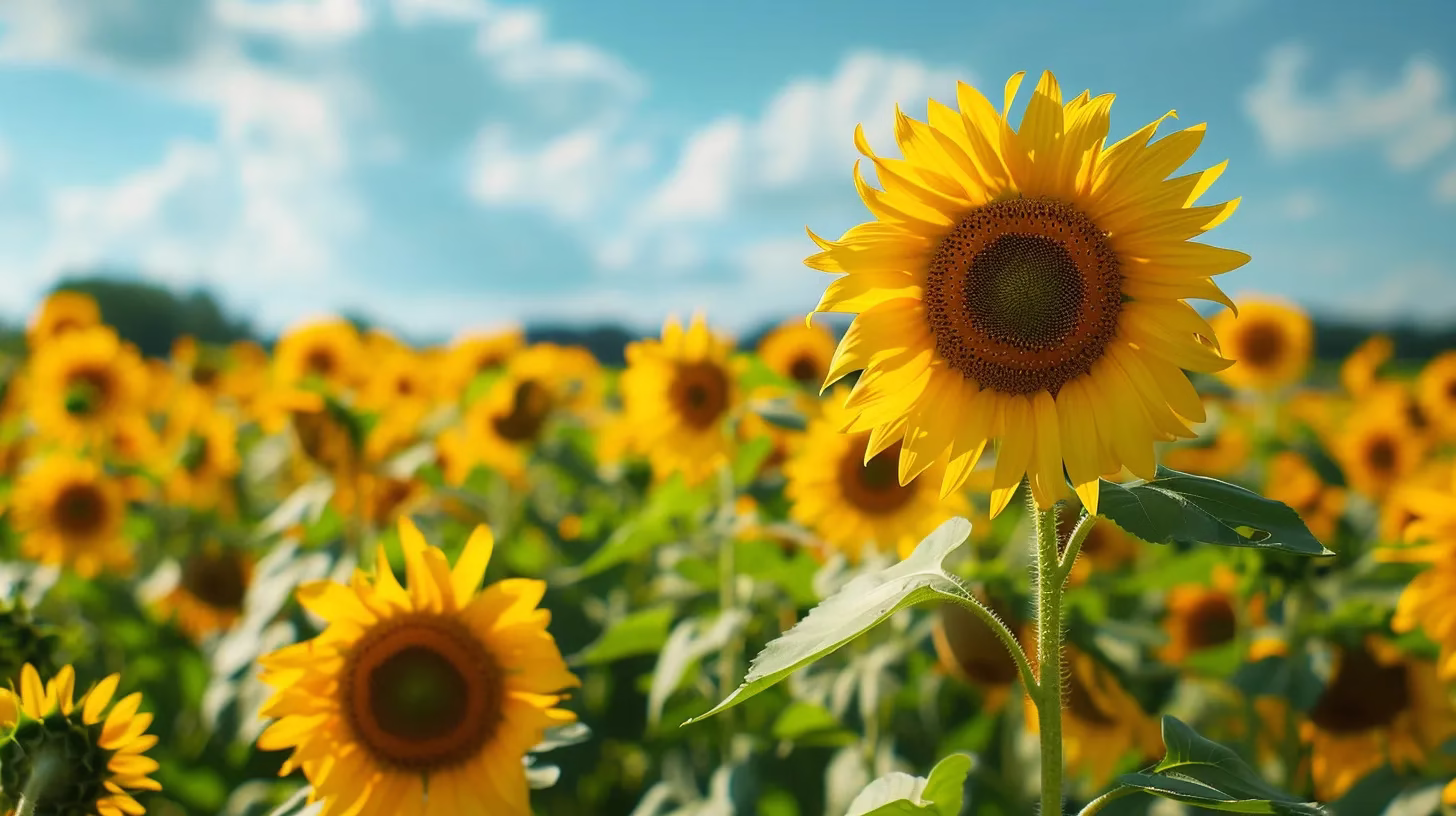 Creating Tranquility: Water Feature Inside Your Home 3 a vibrant sunflower field stretches under a radiant blue sky, capturing the warm glow of golden petals swaying gently in the summer breeze.