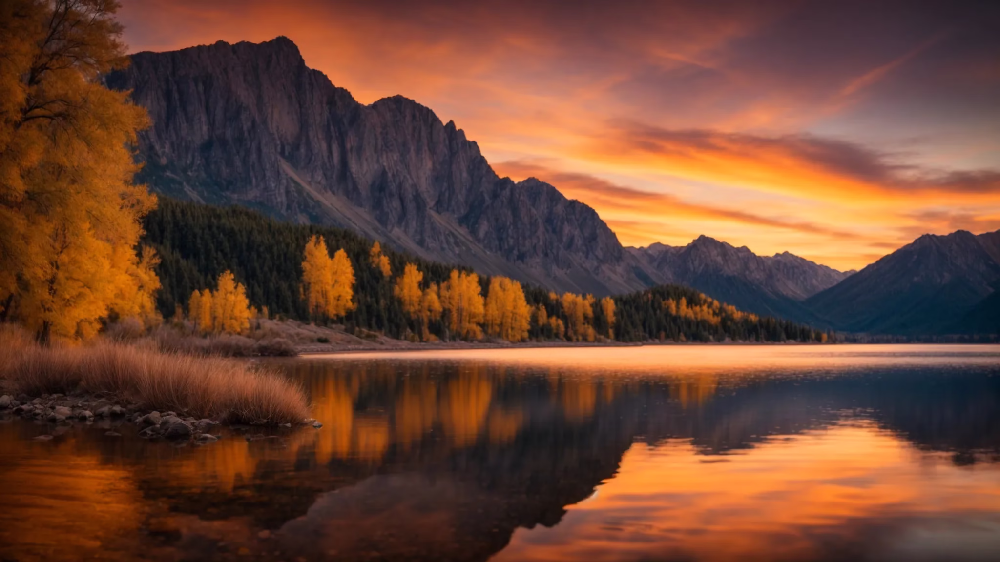 Creative Ideas for Wall Partition Design and Style 3 a vibrant sunset casts a golden glow over a tranquil lake, where majestic mountains reflect beautifully on the crystal-clear water, conveying a sense of peace and serenity.