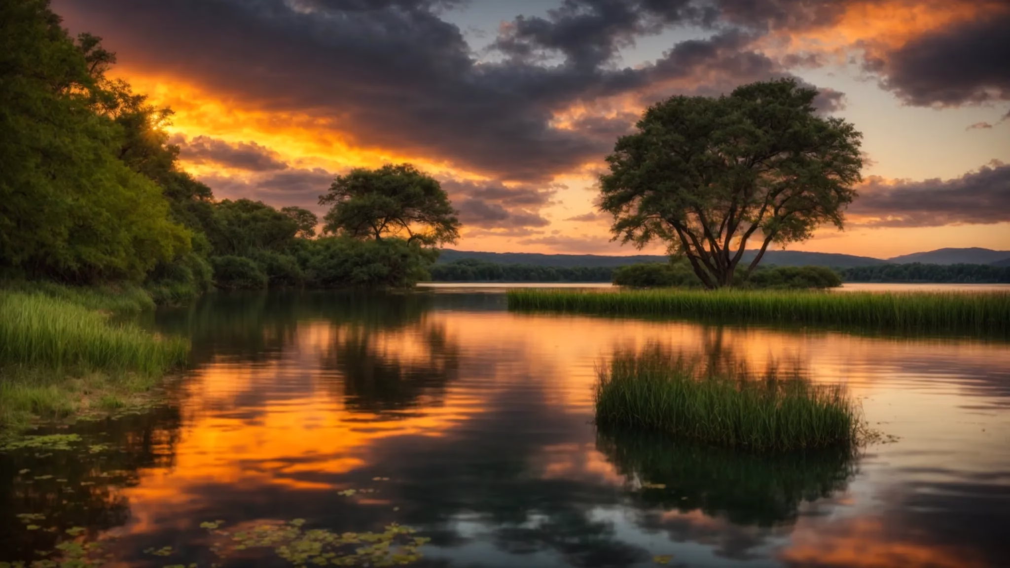 Ways to Add Charm to Your Small Garden Space 6 a vibrant sunset casts a golden hue over a tranquil lake, surrounded by lush, green landscapes, reflecting serene ripples that capture the essence of peaceful solitude.
