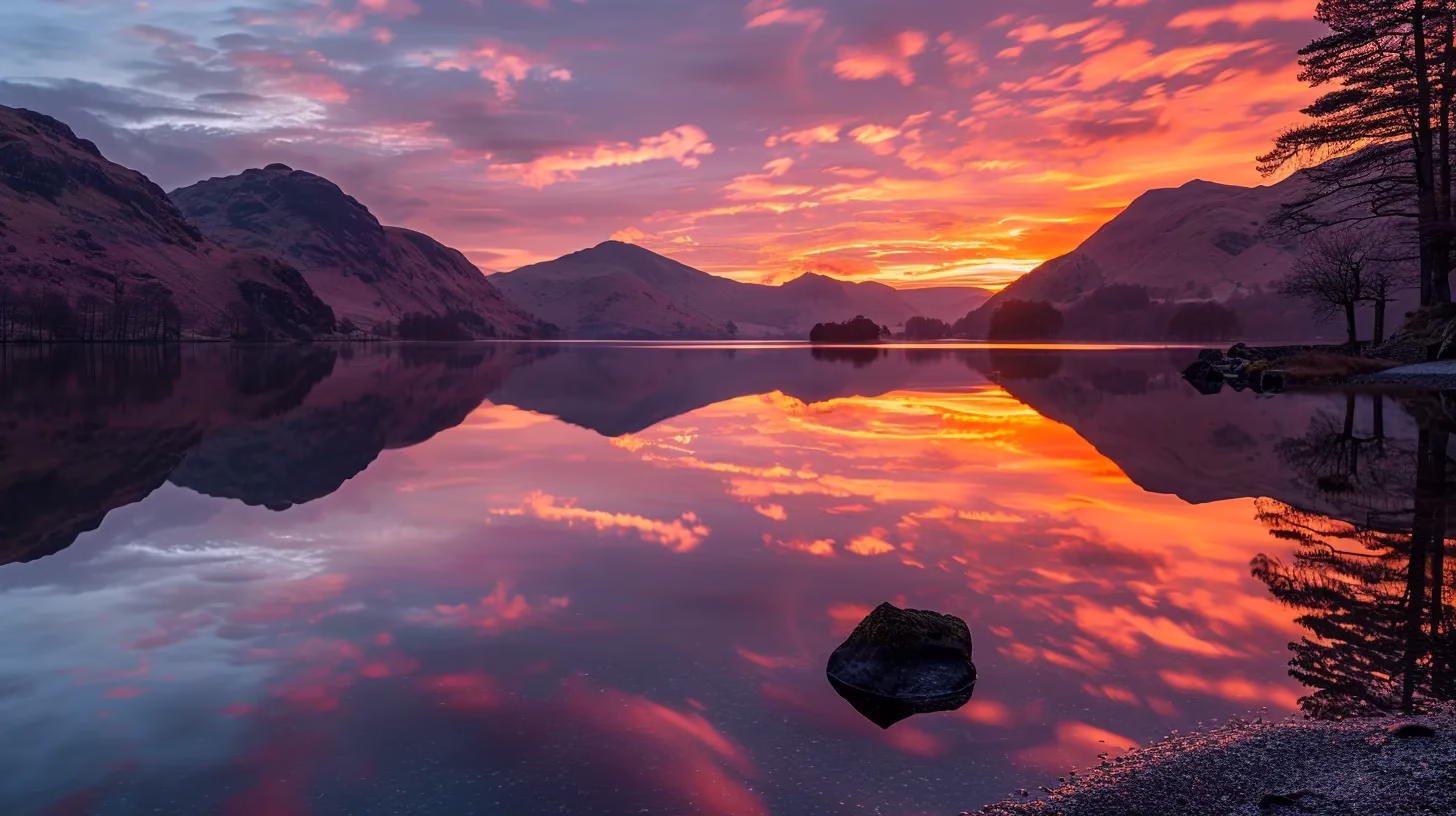 Understanding Vertical Water: Definition and Benefits 3 a vibrant sunset casts brilliant hues of orange and pink across a tranquil lake, reflecting the serene silhouette of distant mountains on its glassy surface.