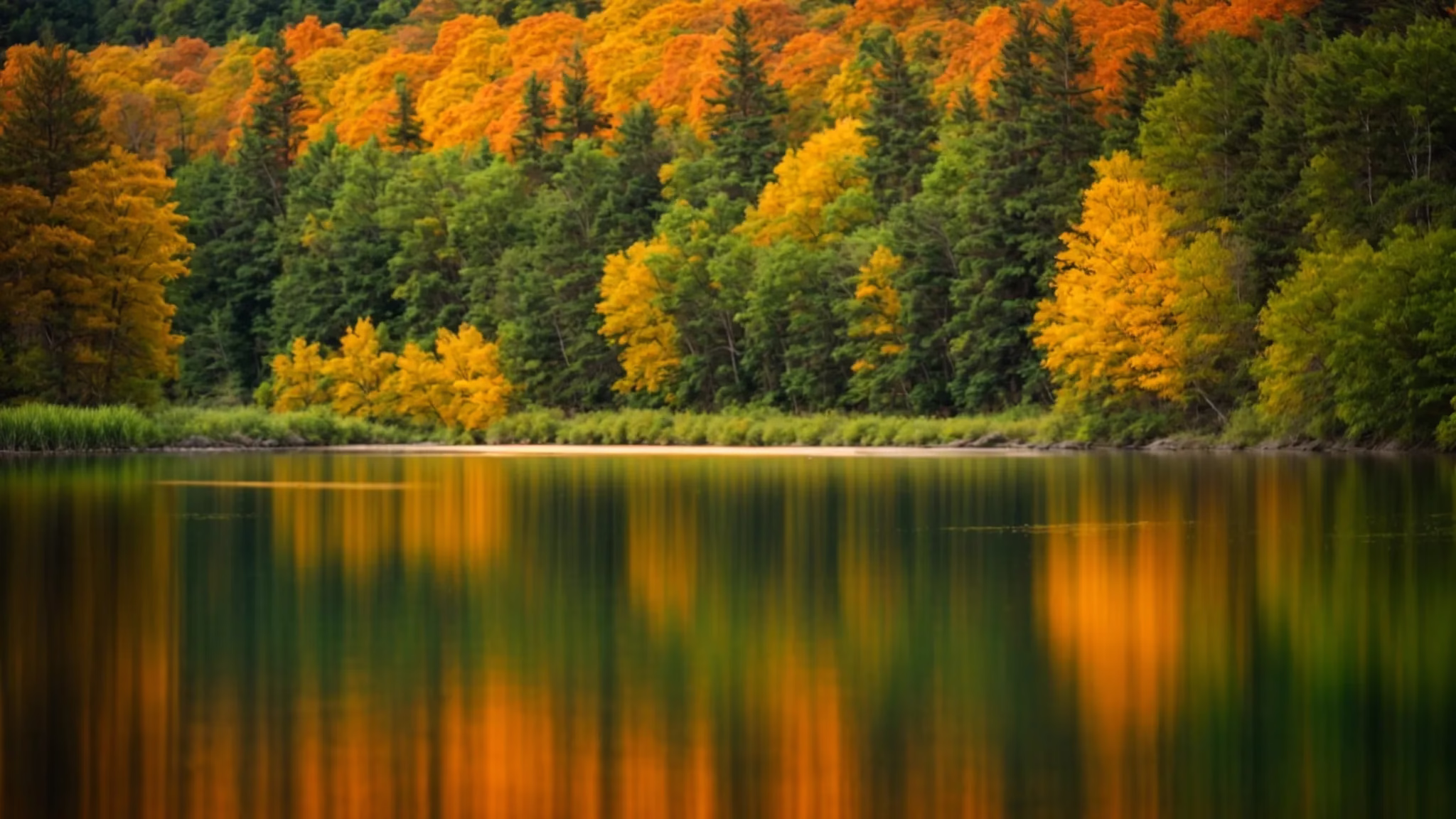 Reasons to Use Glass Water Containers Daily 1 a vibrant sunset casts warm golden hues over a tranquil lake, reflecting the fiery sky and surrounded by lush, emerald-green trees.