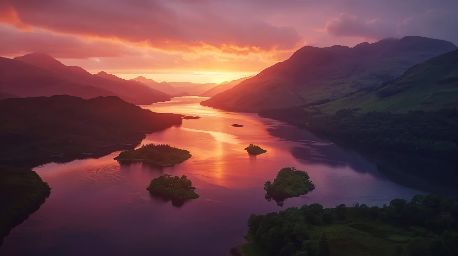 Designing a Rain Wall: Tips and Inspiration 4 a vibrant sunset paints the sky in hues of orange and pink, illuminating a tranquil lake surrounded by lush, green mountains, creating a serene and captivating reflection on the water's surface.