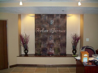 Acrylic Water Features 57 interior waterfall samaritan bethany senior living facility weaving wave waterfall rochester mn