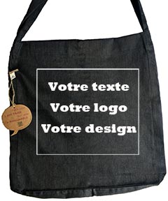 Sac shopping 100% recyclé noir personnalisé 1