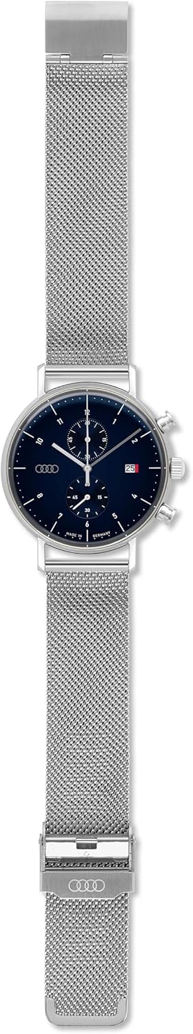 audi collection montre chronographe homme avec logo argent/bleu 3102200300