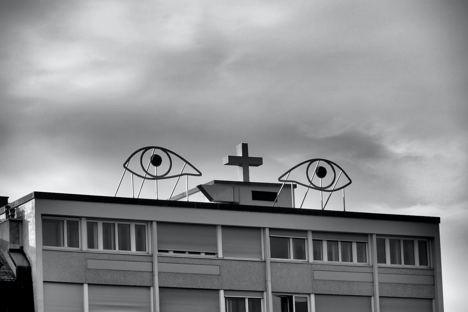 a building with satellite dishes on top